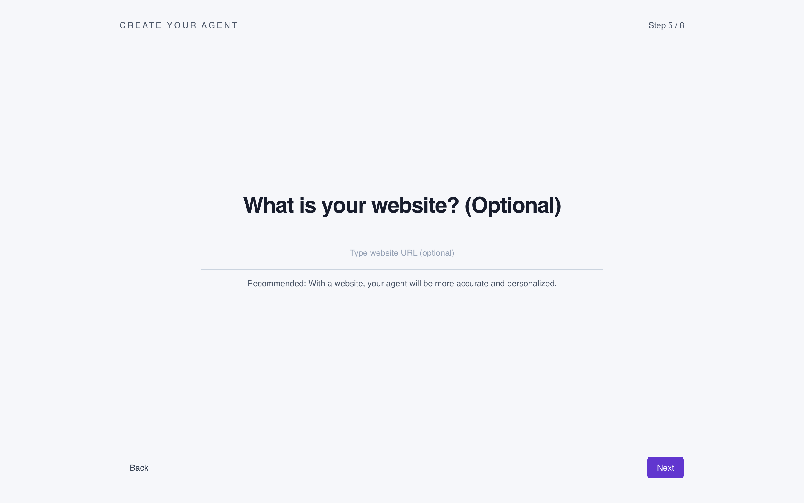 Step 5 - Add your website URL for better agent personalization