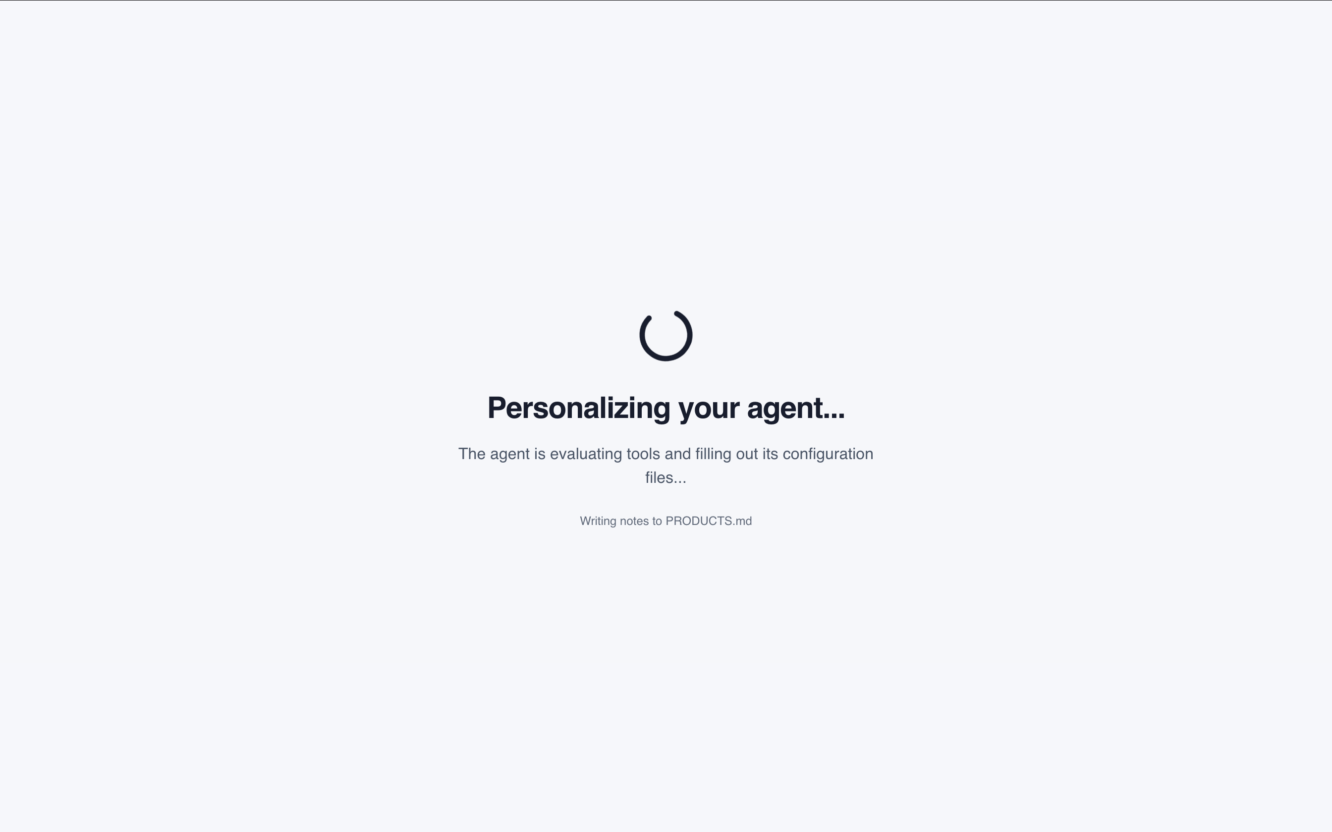 Agent personalization in progress - AI configuring your business agent